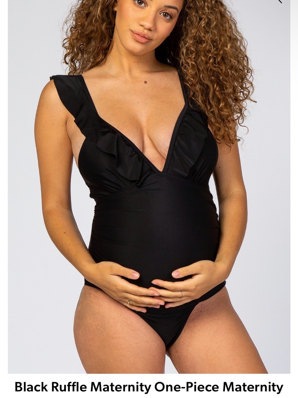 Pinkblush Black Ruffle Maternity One-Piece Swimsuit